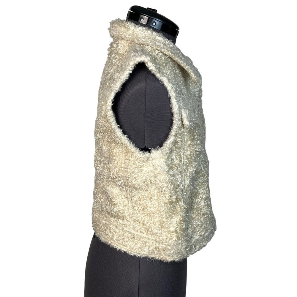 Gap Sherpa Teddy Vest Snap-Front White Sz. S - Picture 4 of 8